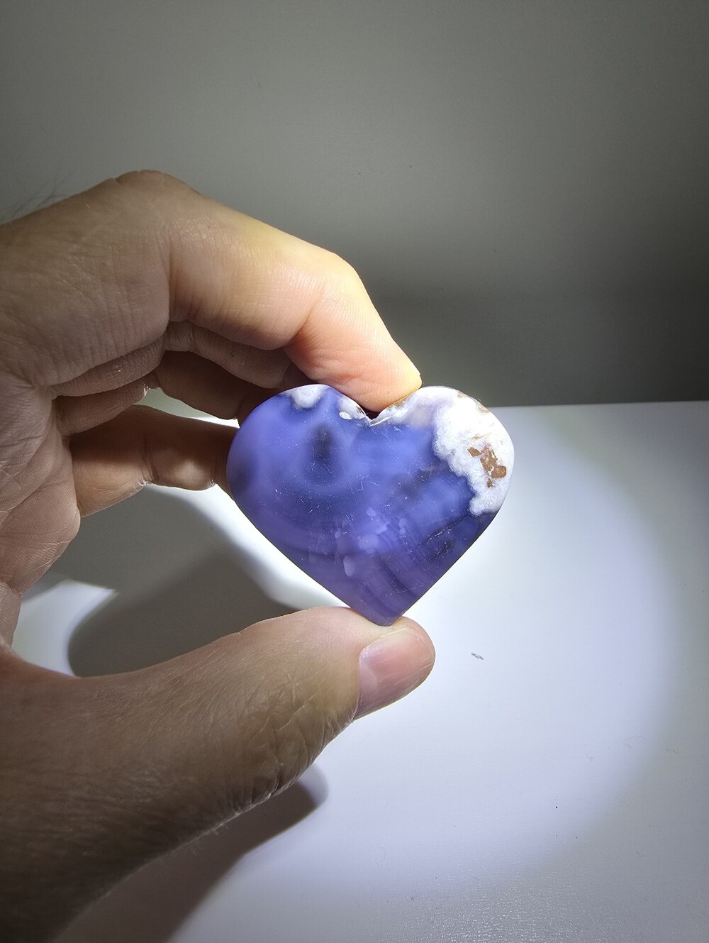 Blue Flower Agate Crystal Heart #C